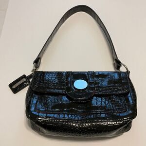 Emilie m Small Shoulder Bag. Vegan Croc Leather. Embossed top handle bag. Silver